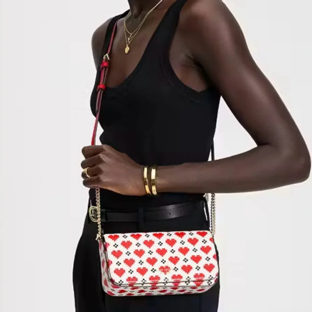 Kate Spade Pixel Hearts Devin Crossbody Flap Chain Wallet Bag NWOT - Picture 8 of 12